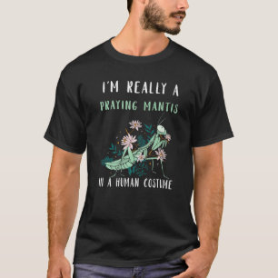 緑の祈昆虫の人間の衣装のマンティス Tシャツ