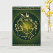 緑の神Ganesha -カード カード (黄色い花)