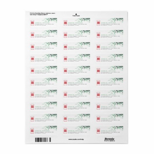 緑の禅の竹葉の中国の結婚住所 ラベル (フルシート)