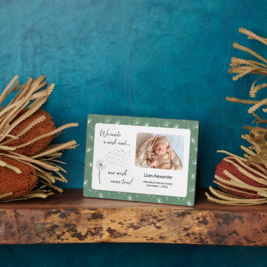 緑の私たちの願来い真の新生児の生まれたばかりの写真 フォトプラーク (側面)