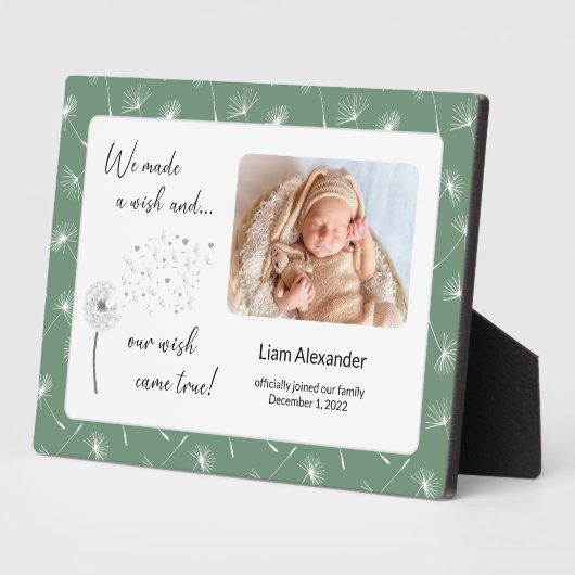 緑の私たちの願来い真の新生児の生まれたばかりの写真 フォトプラーク (側面)