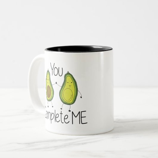 緑の私アボカドの漫画の友人を完成 ツートーンマグカップ (正面左)