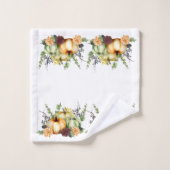 緑の秋のカボチャの水彩感謝風呂 バスタオルセット (ウォッシュタオル)