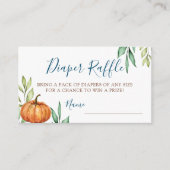 緑の秋のカボチャ赤ちゃんシャワーおむつラッフル エンクロージャーカード (正面)