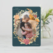 緑の秋の花模様感謝祭フォトカード シーズンカード (スタンド正面)