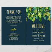 緑の秋グリーン葉結婚式 プログラム (正面)