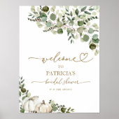 緑の秋ブライダルシャワーウェルカムサイン ポスター (正面)