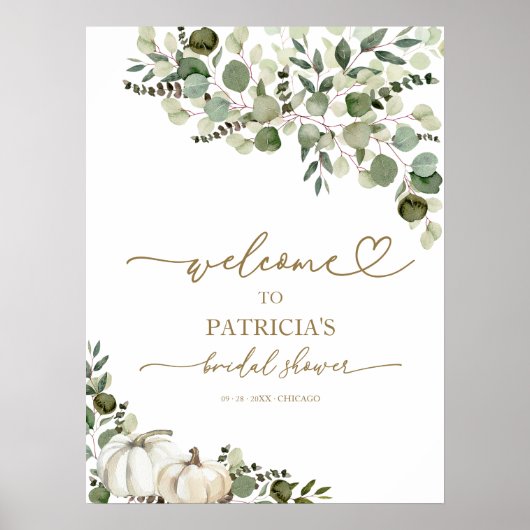 緑の秋ブライダルシャワーウェルカムサイン ポスター (正面)