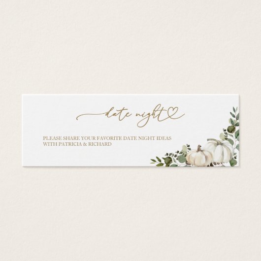 緑の秋ブライダルシャワーデイトナイトカード (正面)