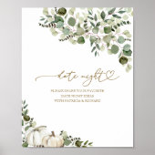 緑の秋ブライダルシャワーデイトナイトジャールサイン ポスター (正面)