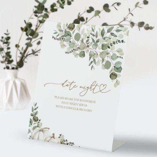 緑の秋ブライダルシャワーデイトナイトジャールサイン 台座サイン