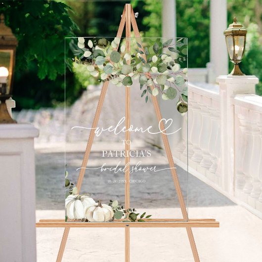 緑の秋ブライダルシャワー歓迎 アクリルサイン