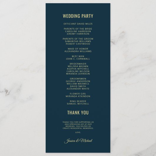 緑の秋緑の葉金ゴールドズの結婚葉 プログラム (裏面)