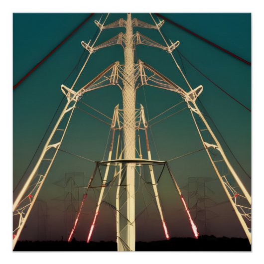 緑の空の送電塔 ポスター (正面)