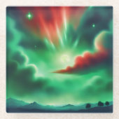 緑の空 ガラスコースター (正面)