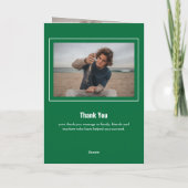 緑の立体写真卒業のブロック 招待状 (裏面)