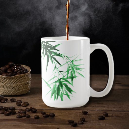 緑の竹の枝 コーヒーマグカップ