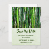 緑の竹の茎の自然写真 – 日付を保存 インビテーションポストカード (正面/裏面)