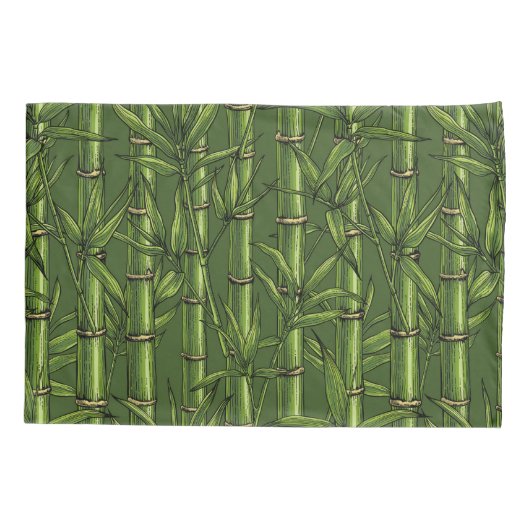 緑の竹林 枕カバー (裏面-左)