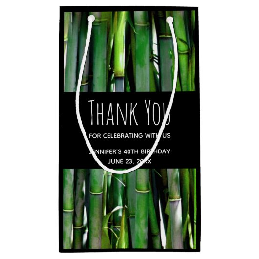 緑の竹茎自然撮影ありがとう スモールペーパーバッグ (裏面)