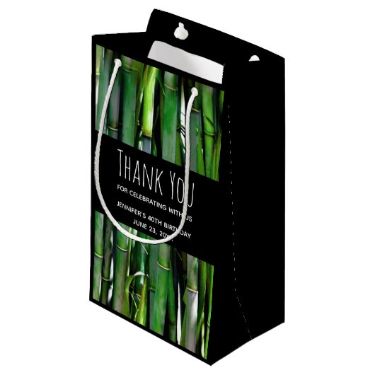 緑の竹茎自然撮影ありがとう スモールペーパーバッグ (正面アングル)