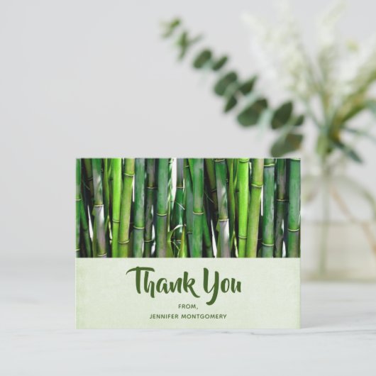 緑の竹茎自然撮影ありがとう ポストカード (スタンド正面)