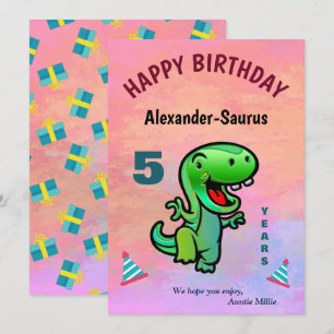 緑の笑顔の恐竜の子供の誕生日パーソナライズ