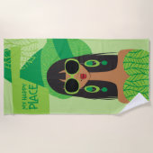 緑の簡単タオルではない ビーチタオル (正面)