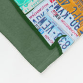 緑の米国のナンバープレートの地図 フリースブランケット (角)