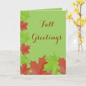 緑の紅葉挨拶 カード (黄色い花)