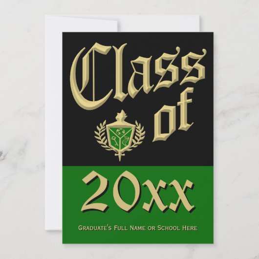 緑の紋章の卒業発表 招待状 (正面)
