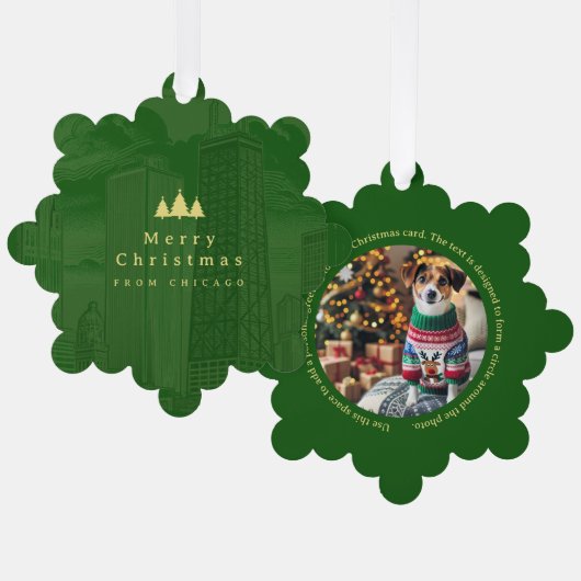 緑の紙オーナメントフォトカード オーナメントカード (正面/裏面)