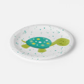 緑の紙吹雪のカメのパーティーのプレート ペーパープレート (アングル)