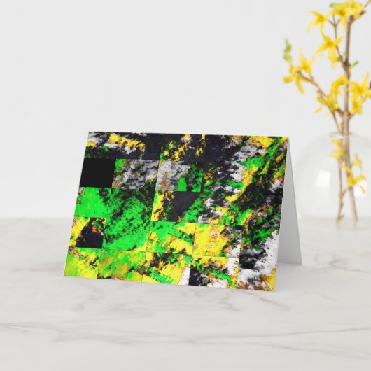 緑の素晴らし黄色の抽象芸術ア素晴らしーワーク カード (黄色い花)