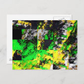 緑の素晴らし黄色の抽象芸術ア素晴らしーワーク ポストカード (正面/裏面)