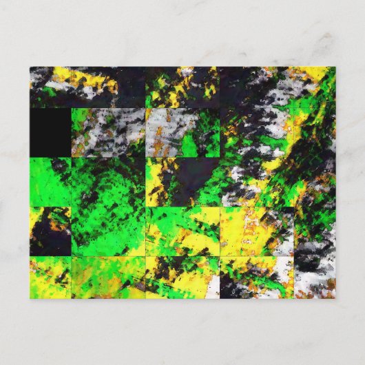 緑の素晴らし黄色の抽象芸術ア素晴らしーワーク ポストカード (正面)