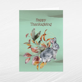 緑の素朴うさぎ紅葉の感謝祭 シーズンカード