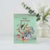 緑の素朴うさぎ紅葉の感謝祭 シーズンポストカード (スタンド正面)