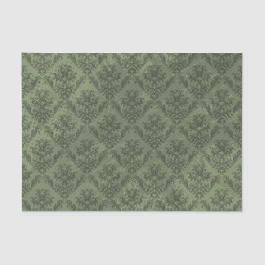 緑の素朴なダマスク織のヴィンテージの壁紙 薄葉紙 (正面)