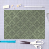 緑の素朴なダマスク織のヴィンテージの壁紙 薄葉紙 (クラフト)