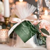 緑の素朴な木のキャノピーライトウッドランドウェディング フェイバータグ