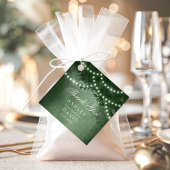 緑の素朴な木のキャノピーライトウッドランドウェディング フェイバータグ