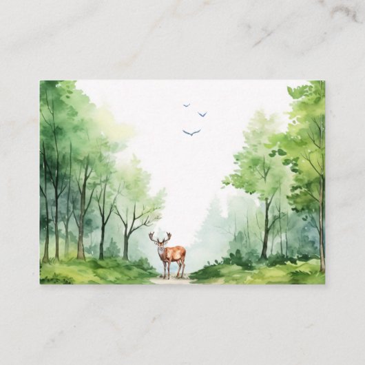 緑の素朴ウッドランドの水の色おむつラッフル エンクロージャーカード (裏面)