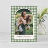 緑の素朴ギンガムアーチ写真クリスマモダンス シーズンカード (スタンド正面)