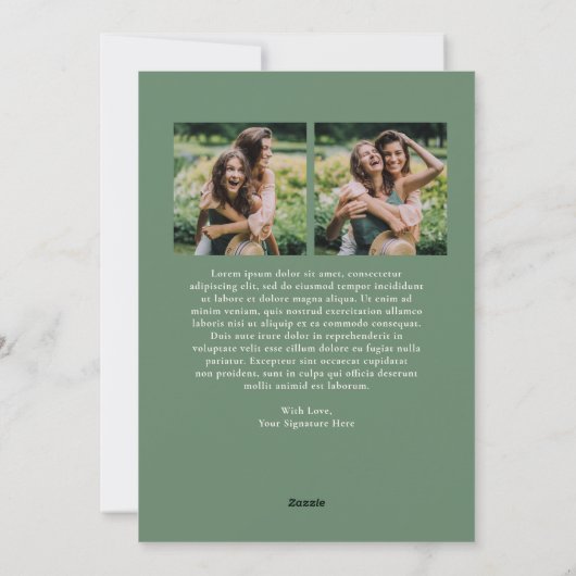 緑の素朴ギンガムアーチ写真クリスマモダンス シーズンカード (裏面)