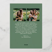 緑の素朴ギンガムアーチ写真クリスマモダンス 箔シーズンカード (裏面)