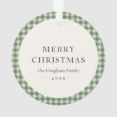 緑の素朴ギンガム写真のクリモダンスマス オーナメント (裏面)