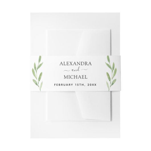 緑の素朴シンプルエレガント水の色結婚の 招待状ベリーバンド (正面例)