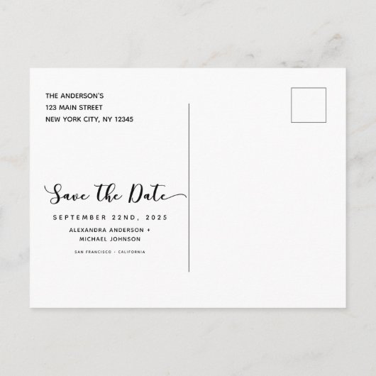 緑の素朴シンプルエレガント水の色結婚の 案内ポストカード (裏面)