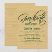 緑の素朴スクリプト卒業招待状 招待状 (正面/裏面)